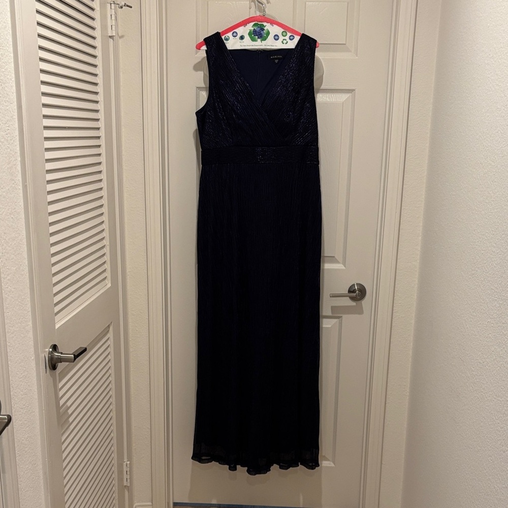 Marina Midnight Blue Textured Dress.  Perfect for formal. New.  Never worn.